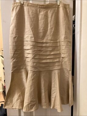 LINO USA Beige Linen Skirt Pleated Flounce Skirt - Women's
Size 2XL